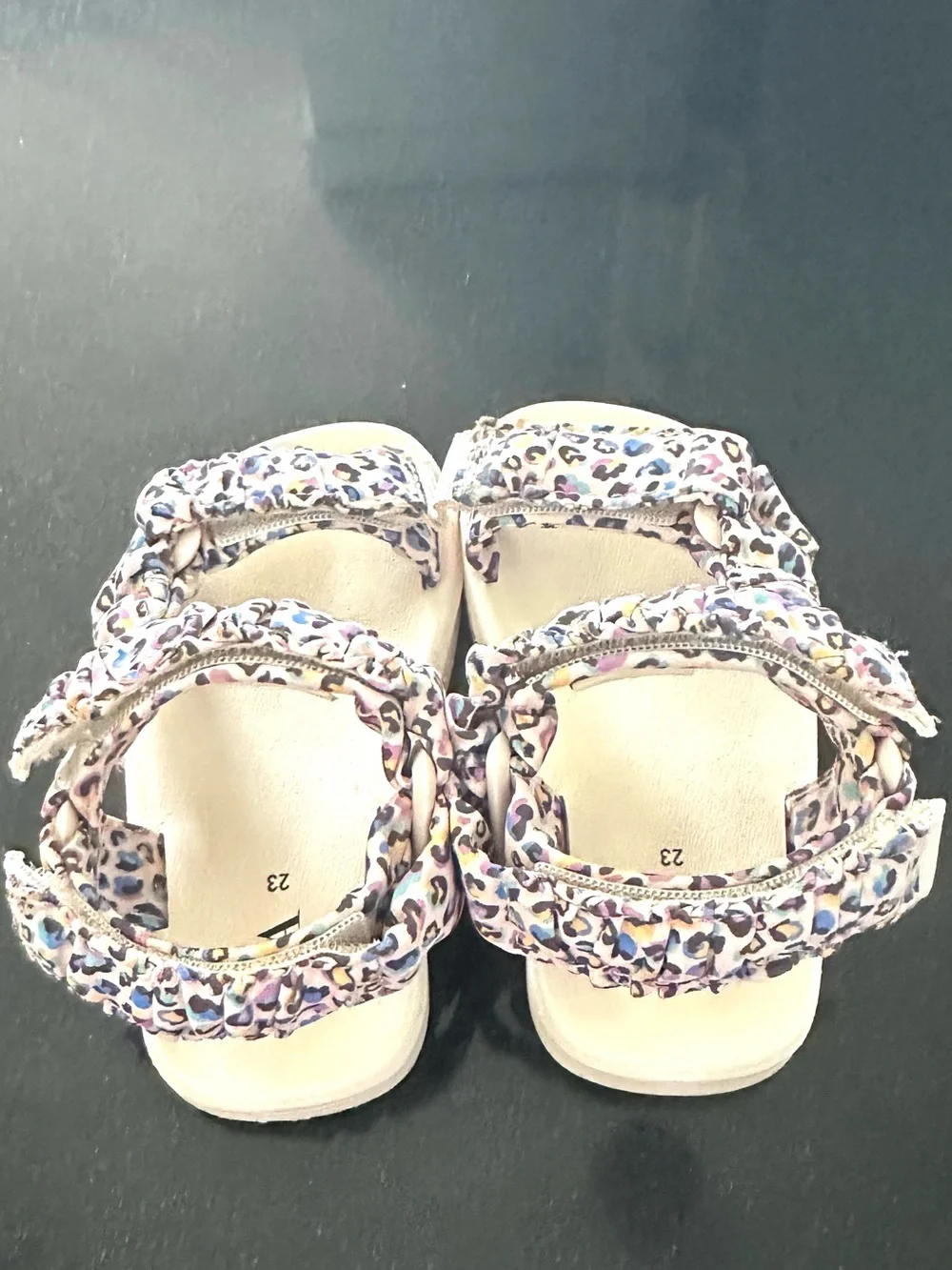 Zara Pink Multicolor Leopard Print Kids Sandals